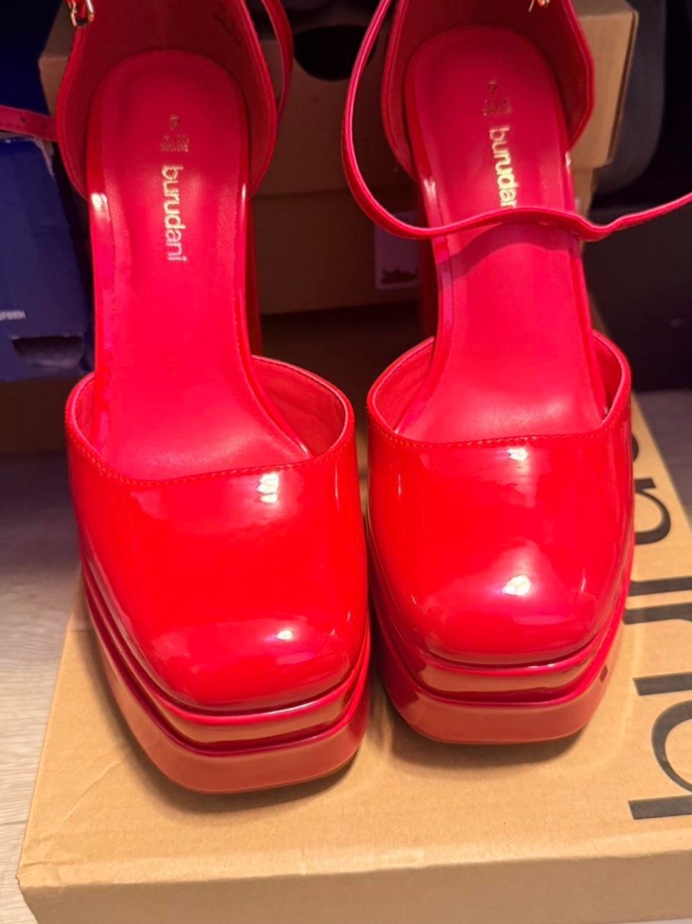 Red Patent Platform Heels